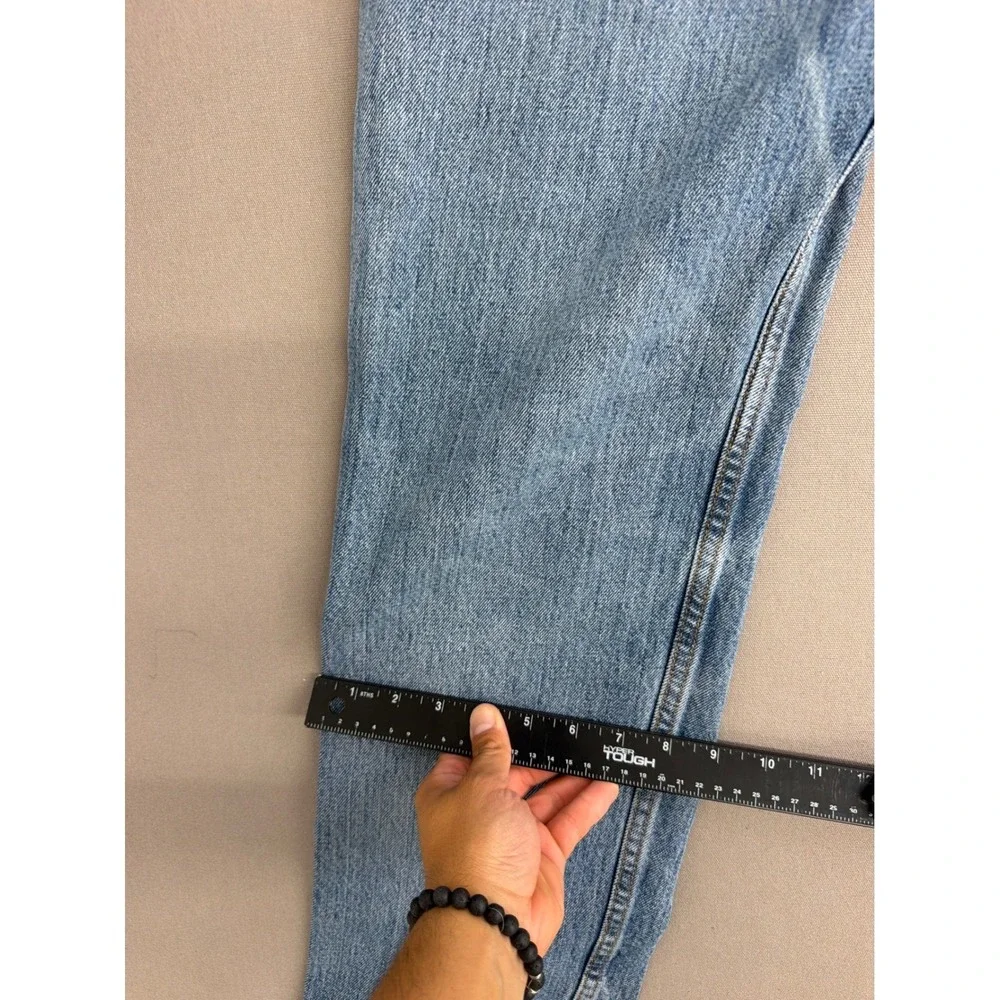 Levis 505 Regular Fit Straight Leg Jeans Light Wash Blue Distressed Mens 36x34